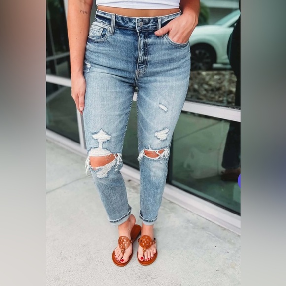 Tobi Light Blue Distressed Ankle Jeans - Picture 4 of 5